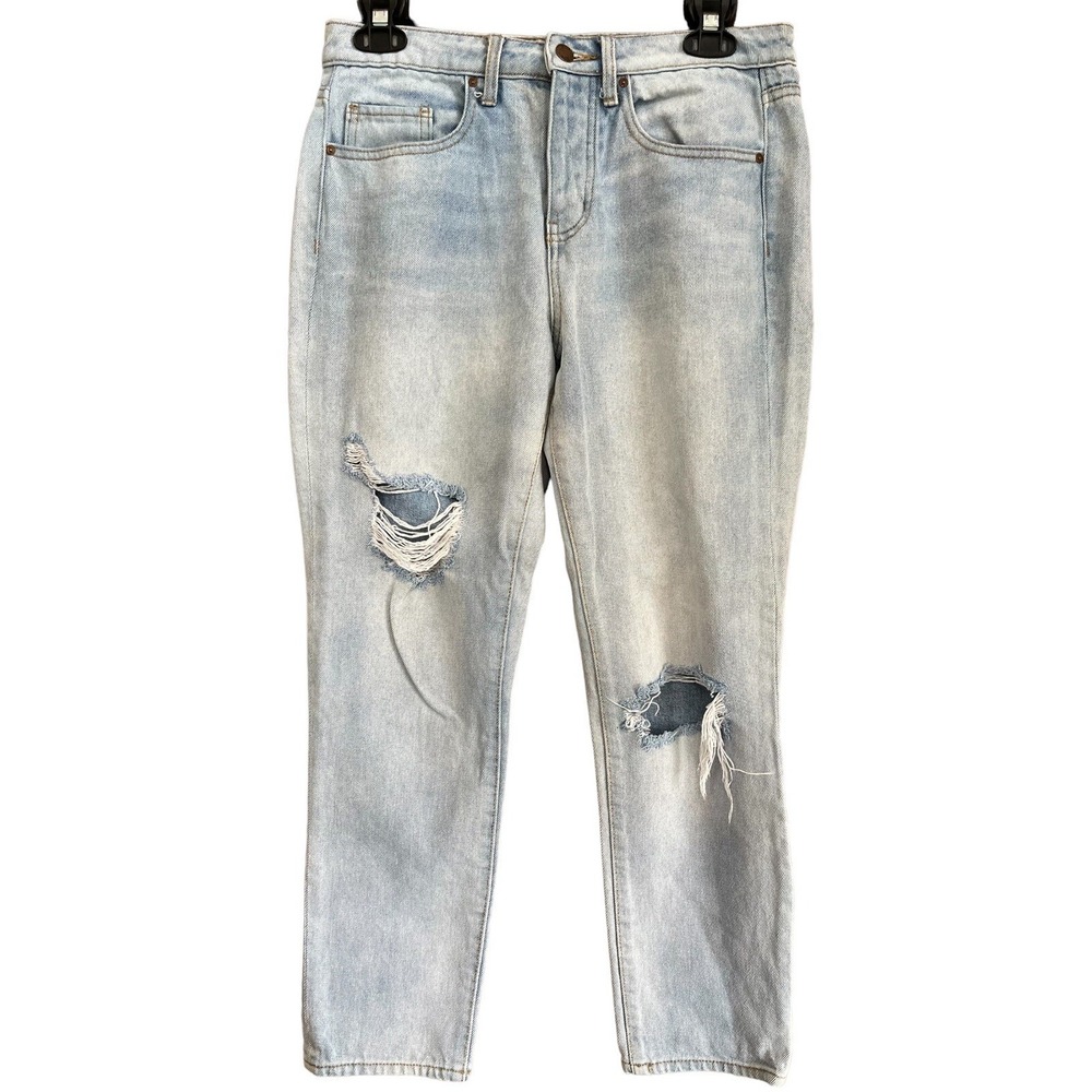 RSQ Womens Boyfriend Jeans Size 3 26 Blue Denim Distressed Button Fly Pockets